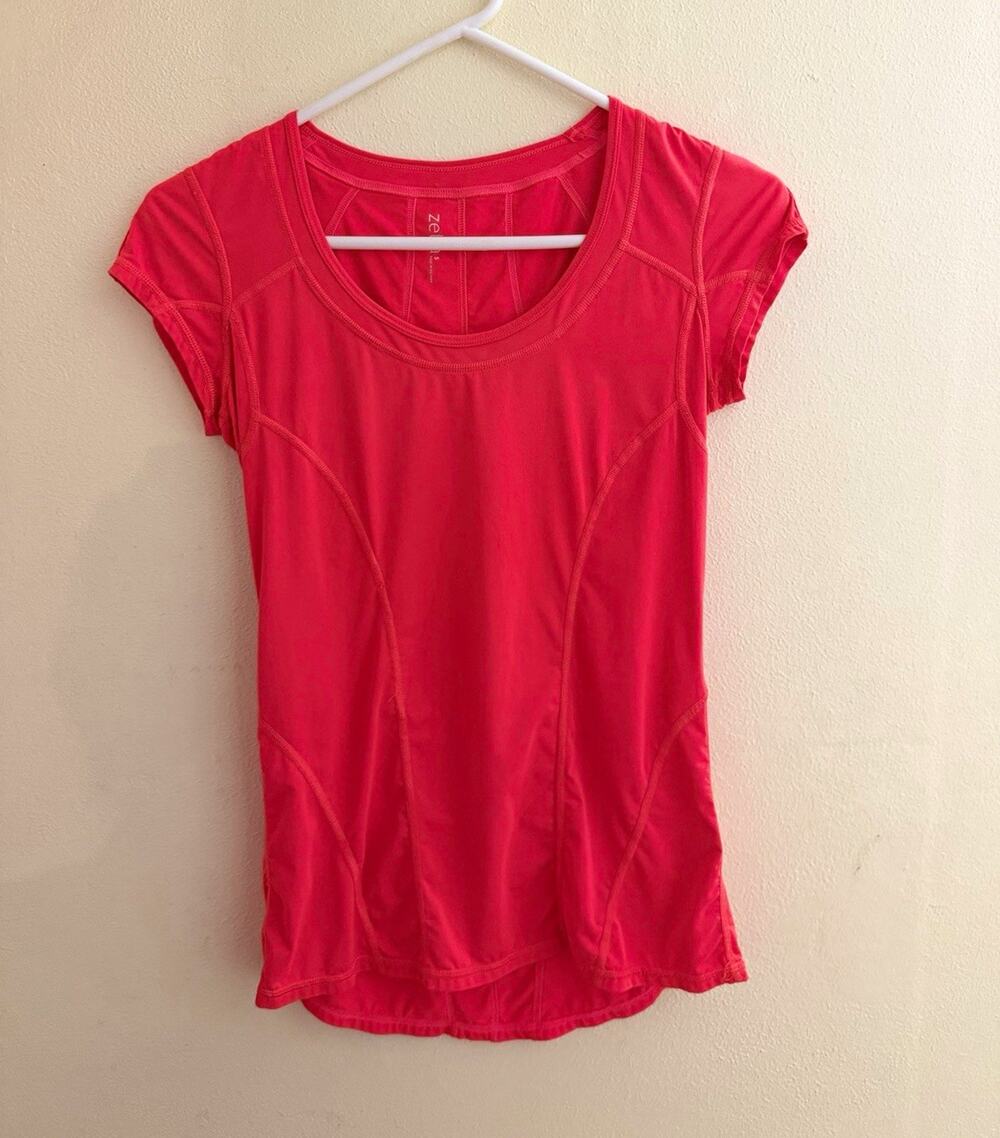 Zella Women’s Athletic Stretch Short Sleeve Scoop Neck T-Shirt Coral